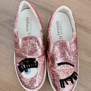 CHIARA FERRAGNI Glitter Wink Slip Sneakers